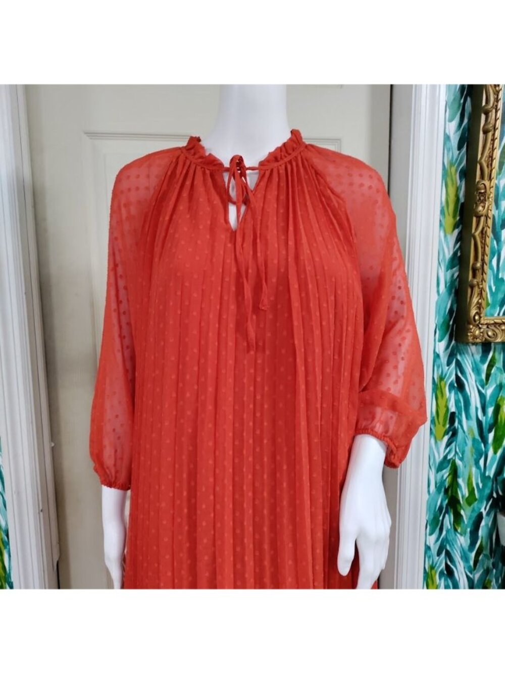 Nanette Pleta Cup Size 6 Boho Hippie Festival Whimsy Print Dress Orange - Picture 8 of 13